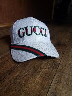 Inspired Logo White Baseball Cap with Red & Green Stripe/Adustable Snap